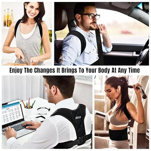 Posture Corrector for Men and Women - Breathable Mesh Upper Back Brace for Shoulder, Neck & Back Pain Relief - Adjustable Back Straightener, Size L (38-48 inches)