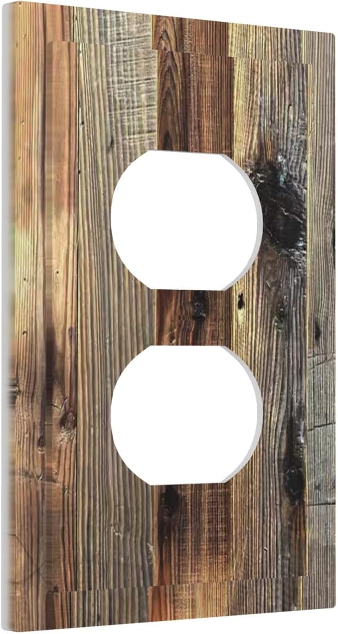 Barn Brown Wood Rustic Weathered Wood Print Outlet Covers 1 Gang Duplex Light Switch Cover Decorative Switch Plates Electrical Receptacle Faceplate Wall Plate for Farmhouse Home Decor