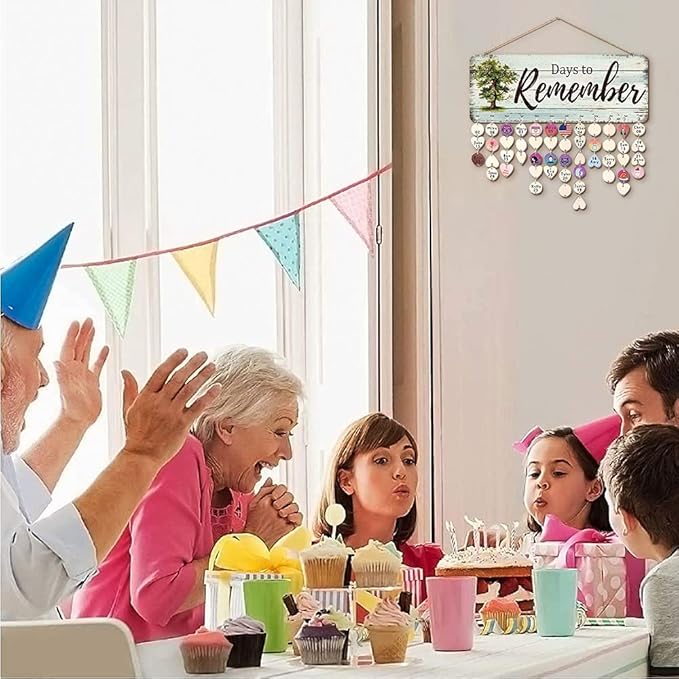 Grandma Gifts - DIY Wood Family Birthday Reminder Calendar - Days to Remember - Hanging Board for Important Dates Tracker Home Decorative Plaque Sign