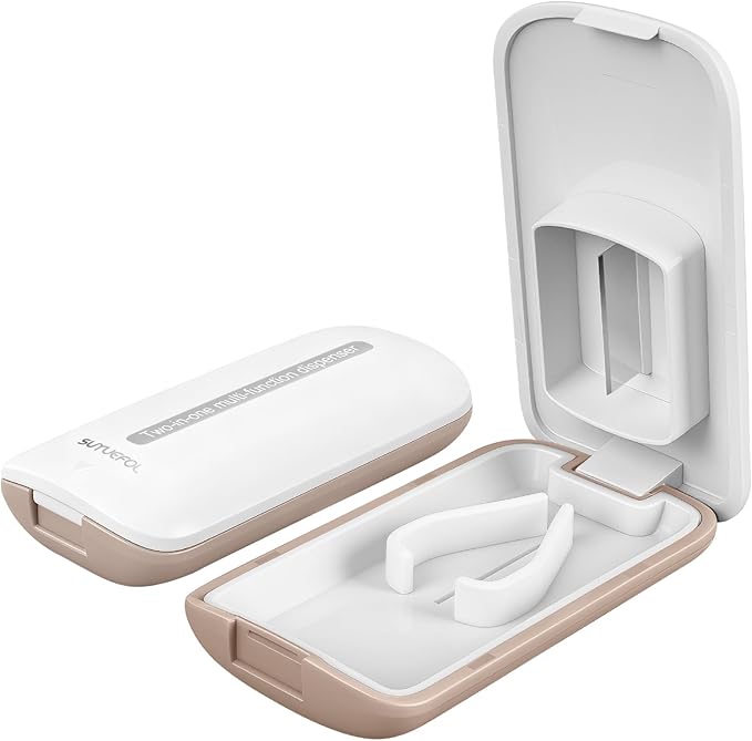 JohnBee Pill Cutter - Sharp & Durable Silicone Pill Splitter, Non-Slip Base, Portable Tablet Cutter for Daily Medication, Vitamins & Supplements. Designed for Swallowing Difficulties & Pets (White)