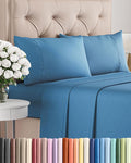 Twin 4 Piece Sheet Set - Cooling & Breathable Bed Sheets - Hotel Luxury Bed Sheets for Women, Men, Kids & Teens - Bedding with Deep Pockets & Easy Fit - Soft and Wrinkle Free - Twin Denim Blue Sheets