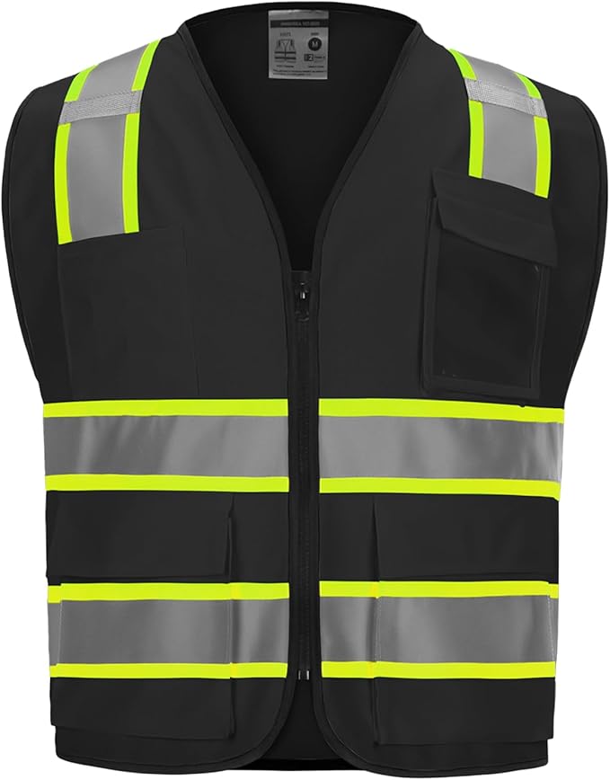 High visibility Class 2 Safety Vest，Hi Vis Vest with 2 inch wide Reflective Strips，Construction vest for men