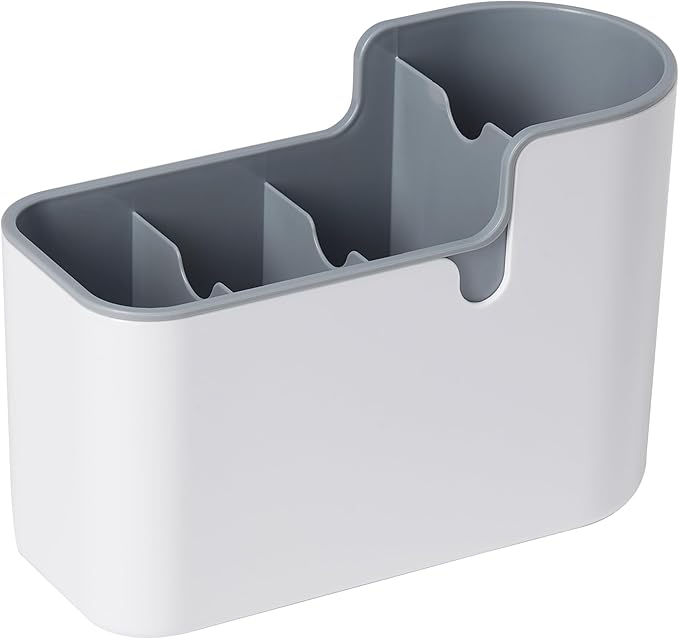 Amazon Basics Countertop & Wall Organization for Utensils, White & Grey