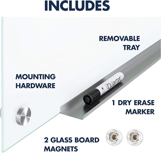 Quartet Dry Erase Board, Magnetic Whiteboard 36" x 24", Glass Board for Wall, Infinity, Brilliance White (G23624W)