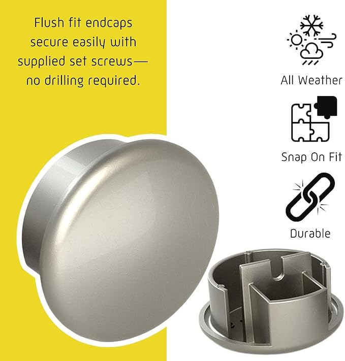 Promenaid 16ft Flush Handrail Kit - Champagne - Complete Indoor/Outdoor Handrail for Stairs - 1.6" Round Anodized Aluminum Railing with 5 Nickel Plated Pivoting Wall Brackets & Flush Endcaps