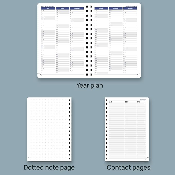 POPRUN 2026 Daily Planner One Page per Day (Medium 6'' x 8.5'') - 12 Months Calendar Appointment Book with Hourly Slots, Inner Pocket, Monthly Tabs, Pen Holder - Midnight Green