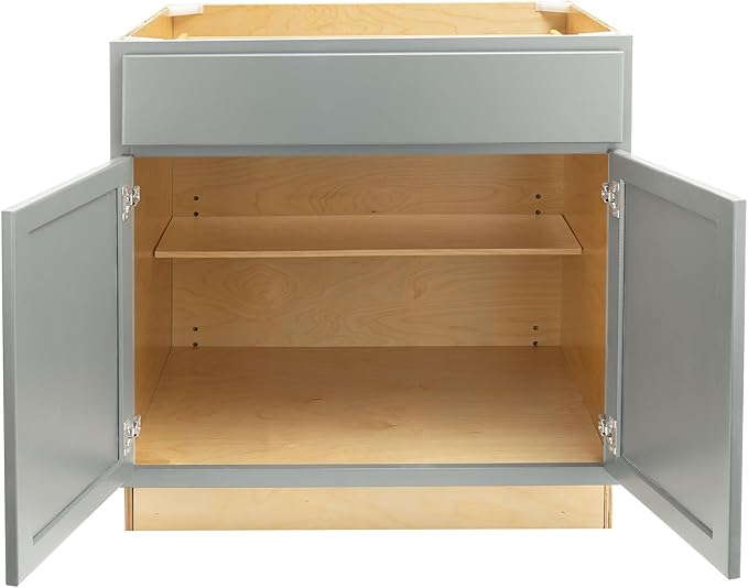 Quicklock RTA (Ready-to-Assemble) | Base Kitchen Cabinets - Shaker Style | Made in America (Magnetic Gray, 36" Wx34.5 Hx24 D Base)