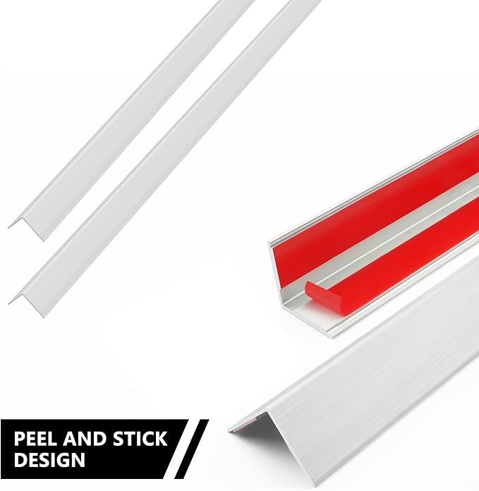2pcs 57"L*1.42"W Aluminum Self-Adhesive Wall Corner Protectors, Wall Furniture Bumper, Safety Baby Proofing Corner Cushion Table Edge, Wide Coverage and Easy to Install - Silver
