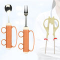 Auxiliary Tableware,Feeding/Elderly/Anti-shake Spoon,Fork, Fork and Spoon,Three-piece Set, orange Handle Belt.