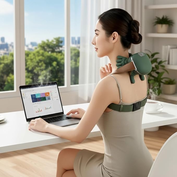 Neck Massager with Heat, 2025 New Shoulder Massager, Shiatsu Neck and Back Massager with 4D Kneading Portable and Rechargeable for Home and Office