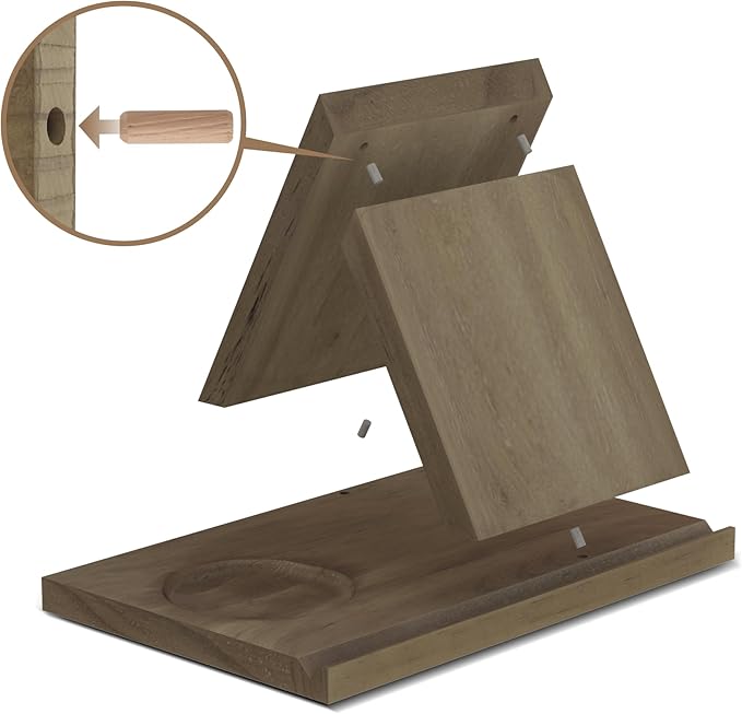 Wooden Book Holder with Drink Holder, Wooden Triangle Bookmark Reading Rest with Slotted, Book Display Bookmark Book Holder Decor for Coffee and Book Lover Gifts (Greenish Gray)