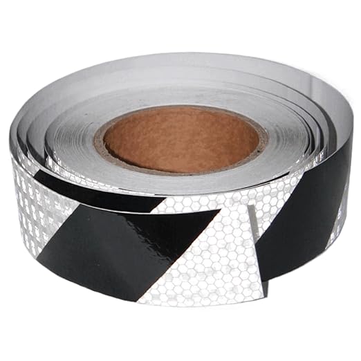 Black White Reflective Tape 2 inch X 66 feet, Outdoor Waterproof Hazard Conspicuity Warning Industrial Marking Tape