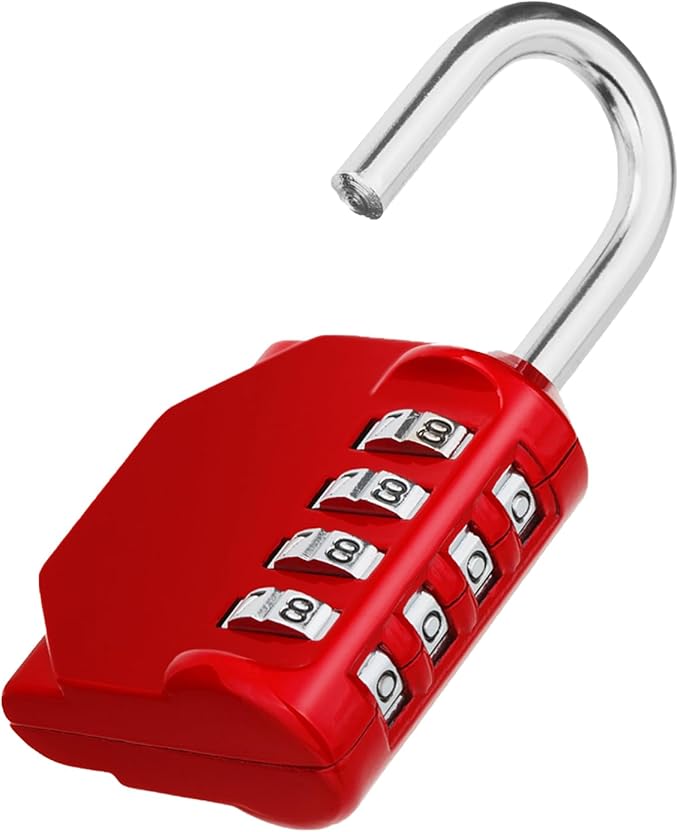 ZHEGE Combination Lock, 4 Digit Outdoor Combination Padlock for Gym, School, Gates, Doors, Hasps and Storage (Red)