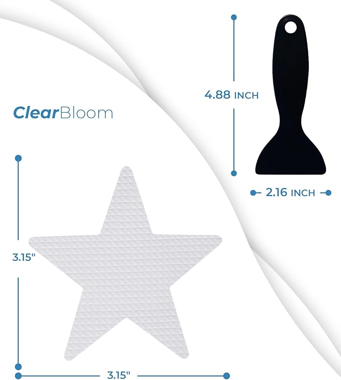 Anti Slip Shower Stickers 24 PCS, Invisible Non-Slip Shower Stars for Adults, Premium Adhesive Bath Tub Stickers (Clear)