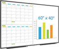 JILoffice Magnetic Foldable Dry Erase Calendar Whiteboard Combo, 2 Month Calendar Board & White Board 60 X 40 Inch, Black Aluminum Frame Wall Mounted Board for Office Home and School