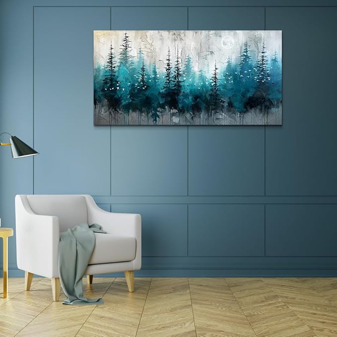 MHARTK66 Framed Canvas Wall Art For Living Room Large Decor For Office Bedroom Wall Decorations Black And White Abstract Wall Painting Forest Tree Textured Pictures Home Decor Hanging Artworks