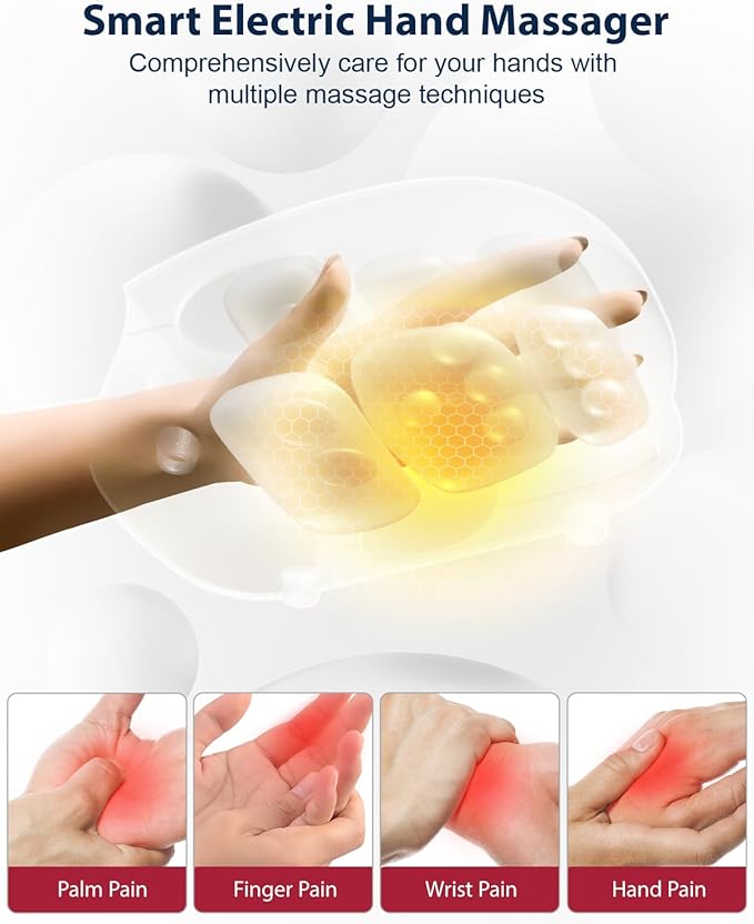 CINCOM Hand Massager - Cordless Hand Massager with Heat and Compression for Arthritis and Carpal Tunnel, Gifts for Women(Rose)