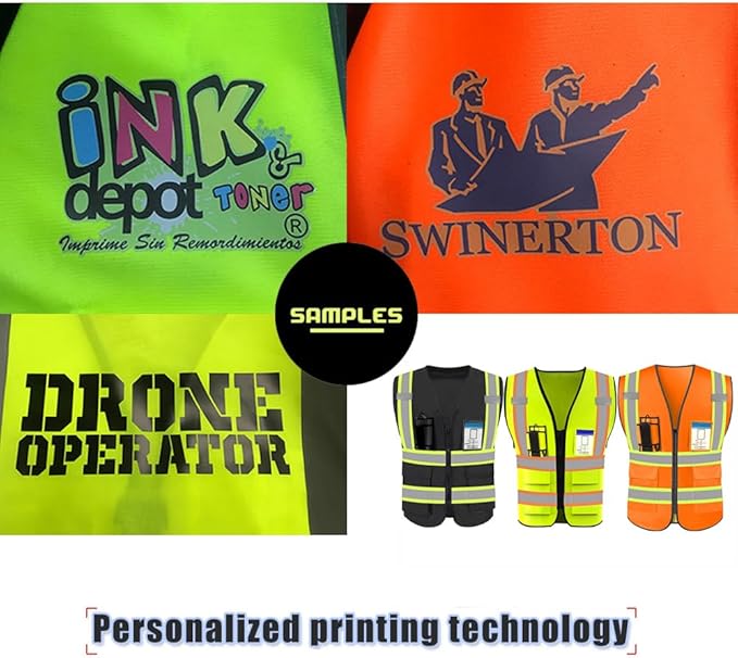 YOWESHOP High Visibility Reflective Safety Vest with Pockets Custom Your Logo Safety Workwear
