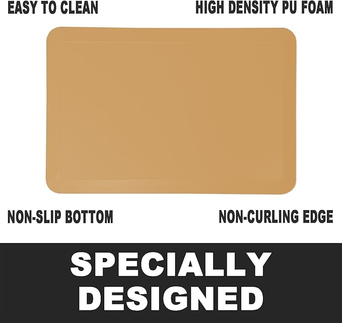 1" Extra Thick Anti Fatigue Floor Mat 40" L x 20" W,Kitchen Mat, Standing Desk Mat,140D Advanced PU Foam Ergonomic Comfort at Home, Office, Garage, Sink (Orange)