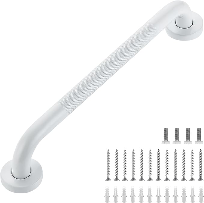Grab Bars for Shower, 1 Pack 16-Inch Anti Slip Shower Handles for Elderly, Safety Shower Grab Bar, Stainless Steel Handicap Grab Bars for Bathroom (White 1" Diameter)