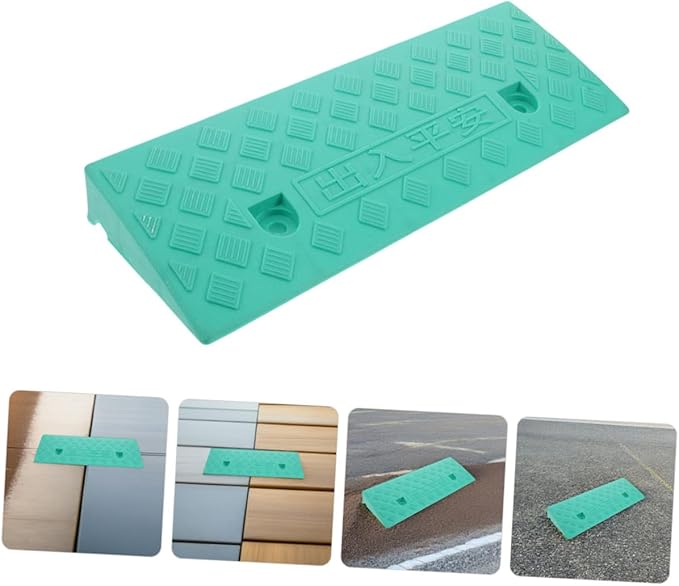 Plastic Threshold Ramp 7Cm Green Curb Ramp Step Pad for Doorways Wheelchair Scooter Mobility Aid for Home and Outdoor Use