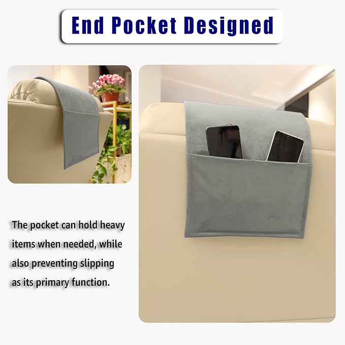 Non-Slip Head Pillow for Recliners - Neck Support Cushion with Velvet Cover for Pain Relief at Home, Office and Travel (Light Gray)