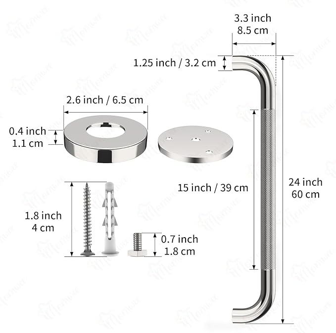 2 Pack 32 Inch Shower Grab Bar with Anti-Slip Grip, iMomwee Chrome Stainless Steel Bathroom Grab Bar Handle, Shower Balance Bar, Safety Hand Rail Support, Handicap Elderly Senior Assist Bath Handle