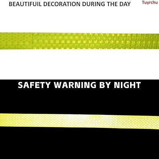 Fluorescent Yellow Reflective Tape Outdoor Waterproof 1 inch, High Visibility Hazard Conspicuity Safety Industrial Marking Tape (166 feet)