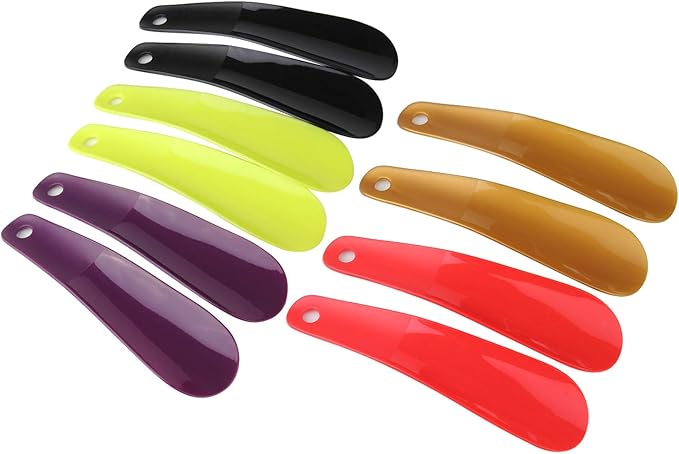 10Pcs Plastic Shoe Horn 6.3" Travel Shoe Horn for Men, Women and Kids Random Color