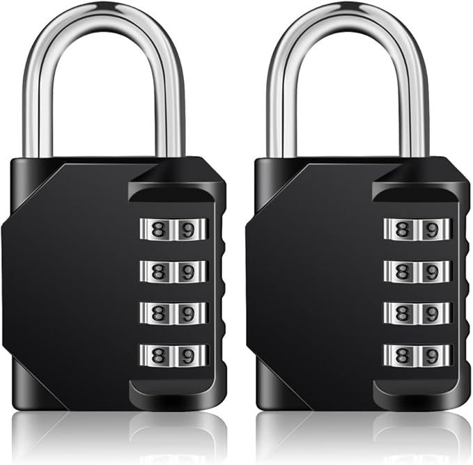 ZHEGE Combination Lock Outdoor 2 Pack, 4 Digit Resettable Weatherproof Combination Padlock for Gym, School, Gates, Doors, Hasps Storage (Black, 2Pack)