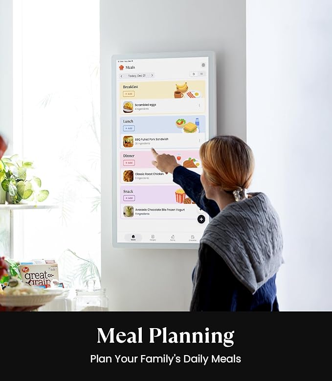 Cozyla Digital Calendar+ 2: 24 inch Wall Planner Touch Screen Chore Chart Customize Dashboard Smart Electronic Calendar for Family Schedules Meal Planner Support Any Google Play App Wall Mount White