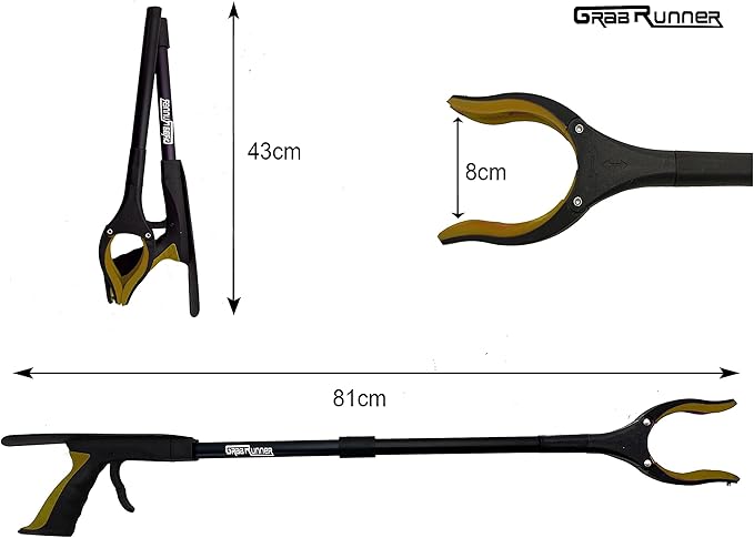 2Pack 32 inch GrabRunner Folding Reacher Grabber Tool with Strong Magnetic and Swivel Head &Shoehorn (Gold Gold)