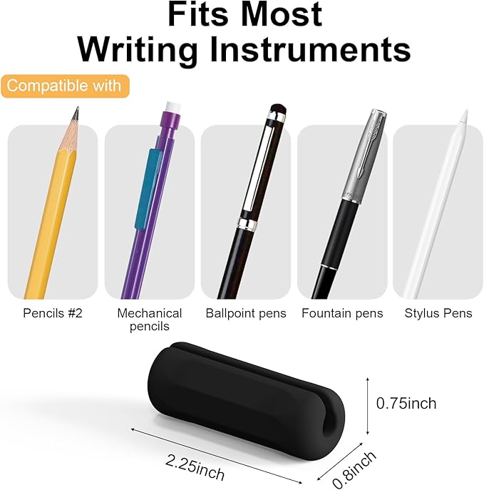 Weighted Pencil Grips 4 Pack, 1 oz Silicone Handwriting Aids for Kids & Adults, Writing Support for Dysgraphia, Autism, ADHD, Arthritis, Tremors, Grip Strength & Fine Motor Skills