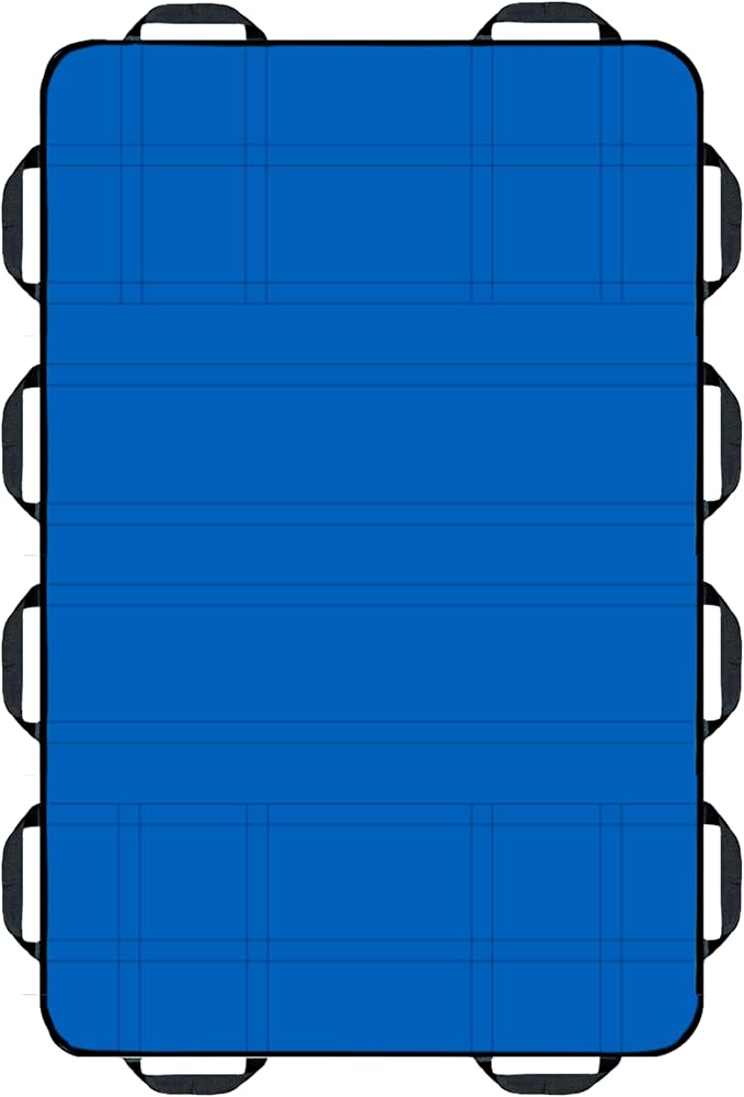 Upgraded 3-Layer Comfort Positioning Bed Pad with Handles Washable Waterproof Transfer Board for Turning Moving Patient Inconvenience Care Transfer Sheet, 60"x40", Extra Large, Lake Blue