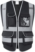 XIAKE Reflective Safety Vest for Men & Women High Visibility Class 2 Vest with Pockets Meets ANSI Standards