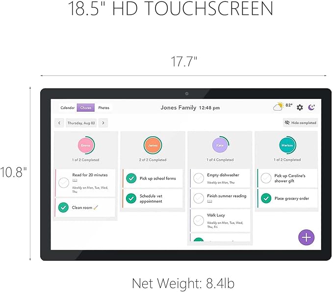 15.6 to 27 inch Touchscreen Digital Calendar & Wall Planners, Smart Whiteboard Calendar for Chore Chart & Work Schedule, Built in Speakers and Camera, Include Wall Mount & Desk Stand (18.5-inch)
