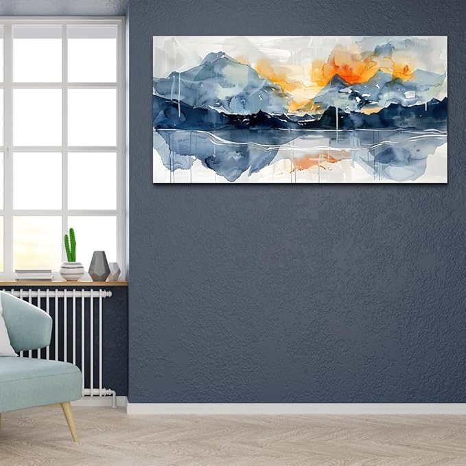 KELIYUAN Large Wall Art For Living Room Canvas Wall Decor For Bedroom Office Decoration Abstract Watercolour Wall Pictures Artwork Mountain Landscapes Paintings Modern Home Decor Hang Easy 60"X30"