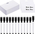 Laumoi 24 Packs Pocket Sized Erasable Notepad Badge Accessory 12 Mini Whiteboard Clipboard Hangs with Badge Mini Small Dry Erase Board with 12 Dry Erase Marker Office School (Black,2.1 x 3.4 Inches)