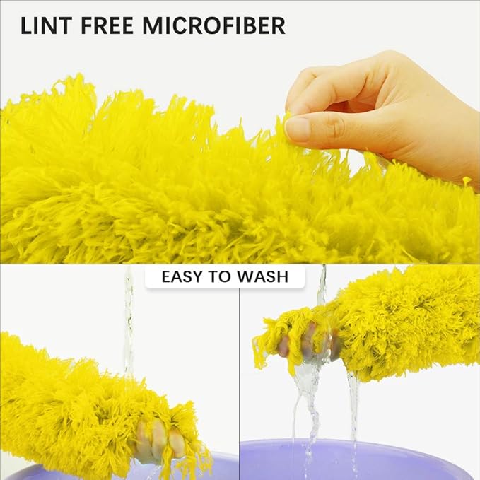 DELUX Microfiber Feather Duster Extendable Cobweb Duster with 100 inches Extra Long Pole, Bendable Head & Scratch-Resistant Hat for Cleaning Ceiling Fan, High Ceiling, Blinds, Furniture & Cars