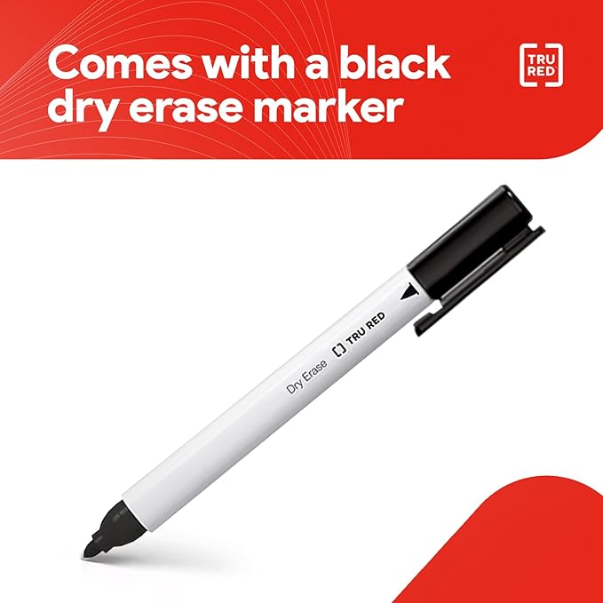 TRU RED Melamine Whiteboard | Dry Erase Board for Wall, White Board with Black Aluminum Frame, 4 ft x 3 ft, 1 Black Marker Included
