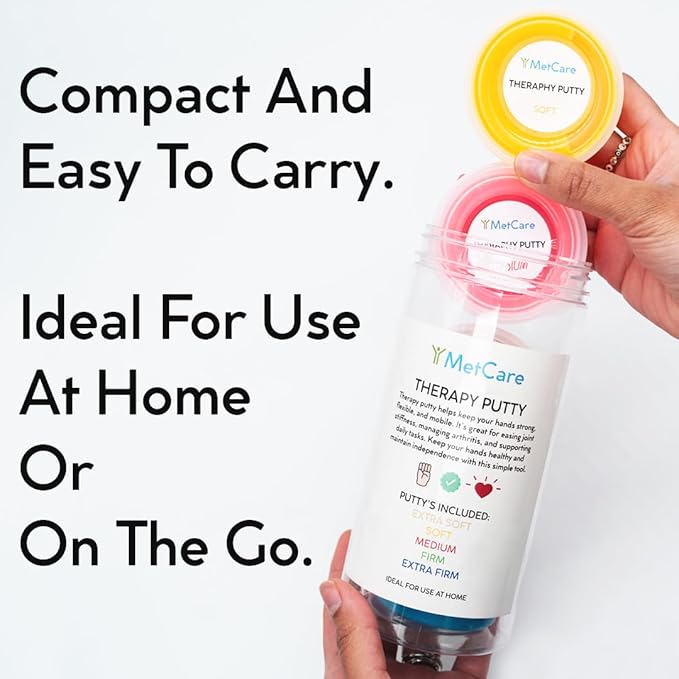 Therapy Putty 5 Strengths – Extra Soft, Soft, Medium, Firm, Extra Firm for Hand Rehabilitation & Strengthening – Non-Toxic, Colour-Coded Tubs, 57g