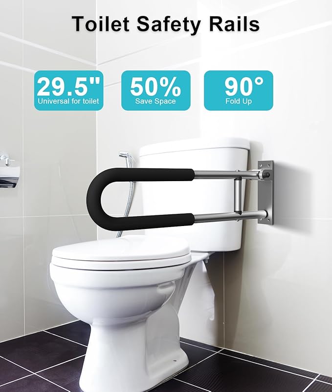 Handicap Grab Bars Rails 23.6 Inch Toilet Handrails Bathroom Safety Bar Hand Support Rail Handicapped Handrail Accessories for Seniors Elderly Disabled Mounted Bath Grips (Aluminum-60cm-2pcs)