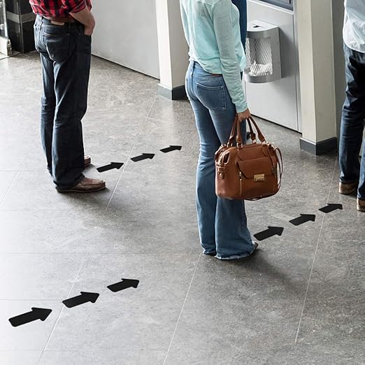 Arrow Floor Sticker Tape 2"×4" Arrow Floor Marking Sticker Sign 200 PCS Arrow Decal Tape Black