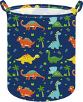 19.7 Inch Round Dinosaur Laundry Clothes Hamper Laundry Basket with Handles,Storage Organizer Bins Laundry Gift Basket for Room, Bedroom Decor