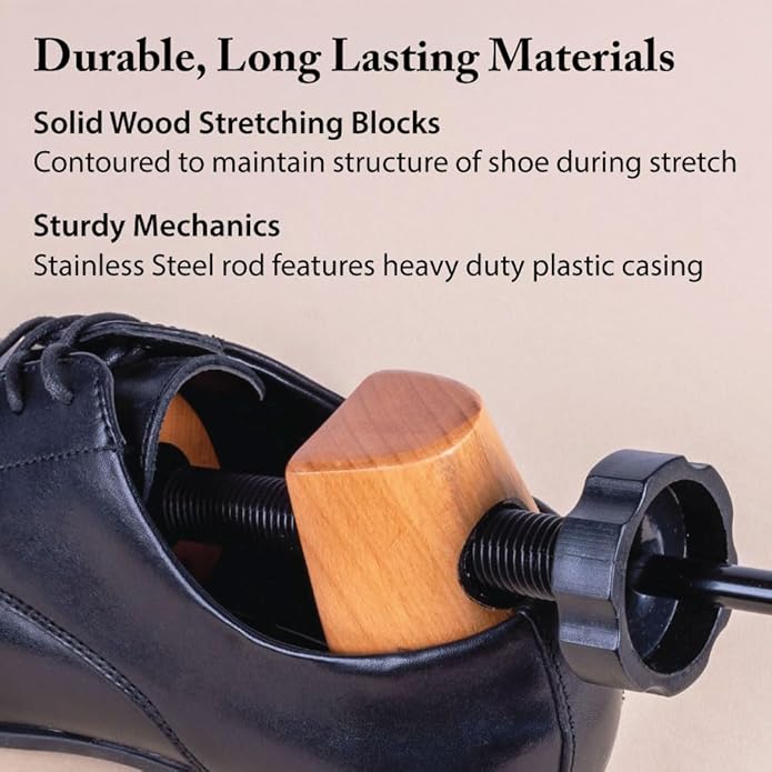 FootFitter Professional Shoe Stretcher for Men & Women, Adjustable Width & Length Expander, Wooden Stretching Tool (2 PACK)