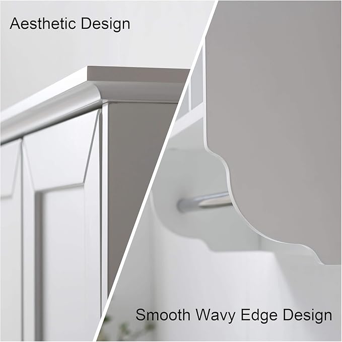 White Bathroom Wall Cabinet with Towel Bar,Wooden Medicine Cabinet Adjustable Shelves,23x32 Inch Kitchen Cabinet,Over Toilet Storage Cabinet for Bathroom,Kitchen,Laundry