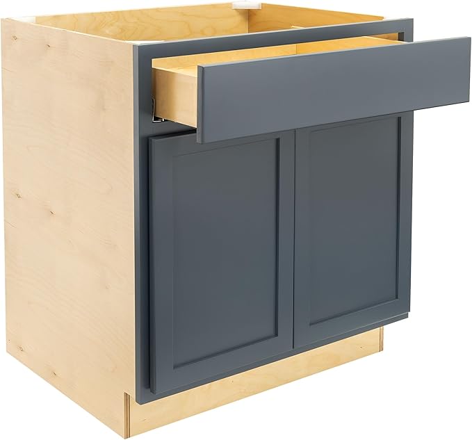Quicklock RTA (Ready-to-Assemble) | Base Kitchen Cabinets - Shaker Style | Made in America (Needlepoint Navy, 30" Wx34.5 Hx24 D Base)