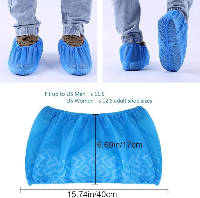 Shoe Covers Disposable 200 Pack (100 Pairs) | Non-Slip, Durable, Indoor | Protect Your Home, Floors and Shoes