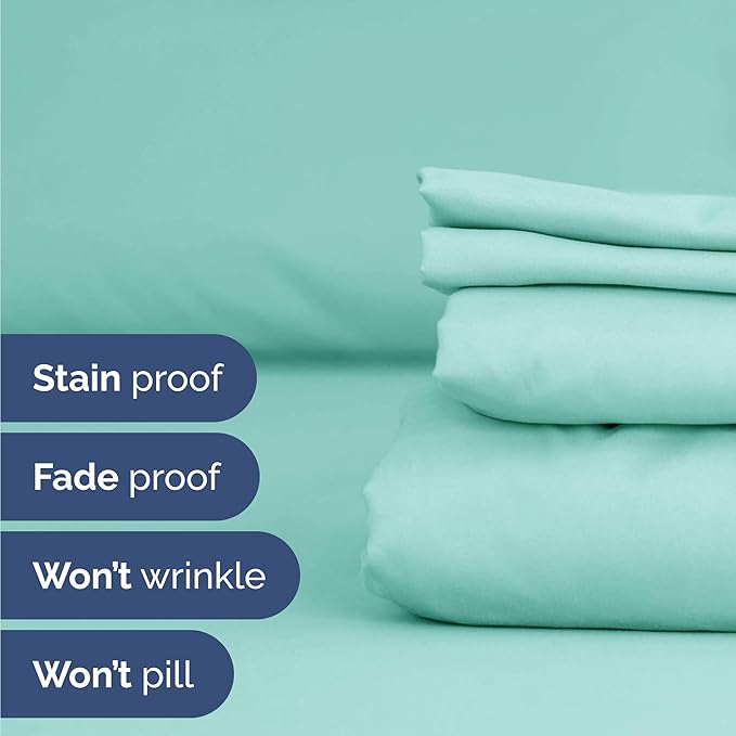 Twin 4 Piece Sheet Set - Cooling & Breathable Bed Sheets - Hotel Luxury Bed Sheets for Women, Men, Kids & Teens - Comfy Bedding w/Deep Pockets & Easy Fit - Soft & Wrinkle Free - Twin Spa Blue Sheets