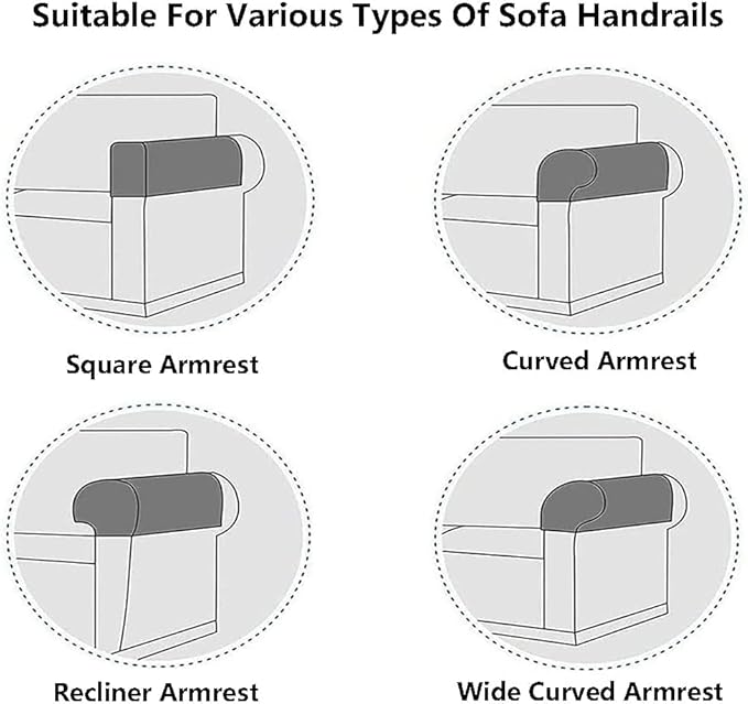 Soft Sofa Armrest Covers, Skin-Friendly Stretch Polyester Armrest Covers, Comfortable Scratch Resistant Sofa Armrest Cover for Square Armrest/Curved Armrest/Reclining Armrest, One Pair,Teal
